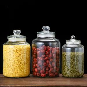 Transparent Glass Jar Storage Tank Honey Jar kitchen Bathroom Storage Tank With Lid