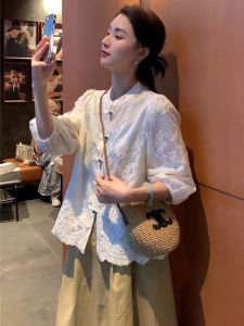 SHIMO | Chinese Style Summer Blouse Women Short Sleeve