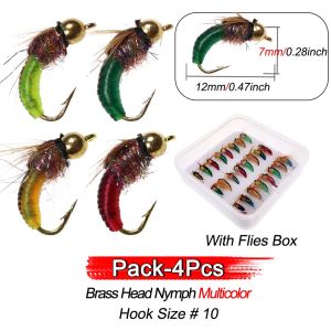4/8/12/24Pcs/Box Realistic Nymph Scud Fly for Trout Fishing Nymph Artificial Insect Bait Lure Caddis Nymph Fishing Fly