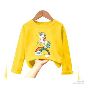 Atasan Kaos Anak Lengan Panjang GAMBAR DTF PRINT Motif KUDA PONI Usia 1-12 Thn