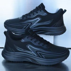 Ultra-Light Waterproof Leather Surface Mens Running Shoes Soft Bottom Anti-Slip Wear-Resistant Fashionable Sports Shoes