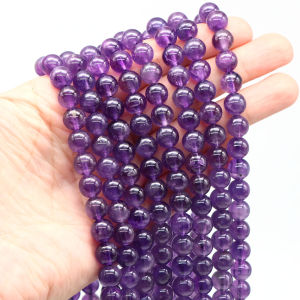 Natural Stone Beads 4 6 8 10mm Purple Amethyst Loose Round Spacer Bead for Jewelry Making DIY Bracelet Necklace Accessories