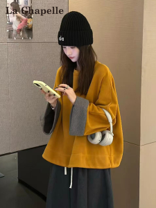 La Chapelle | Áo Hoodie Cổ Tròn Tay Loe Phong Cách Thoáng Mát Lanxiabei cho Phụ Nữ Mùa Thu Đông