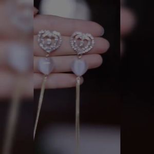 Bông tai trái tim tua rua S925 đáng yêu - bông tai đi tiệc sang chảnh hoa tai nữ cá tính ngầu khoen tai nữ SX815 bông tai cute giá rẻ khuyên tai nữ ngầu hoa tai nữ khuyên tai nữ BSTKD - [NaLa Shop]