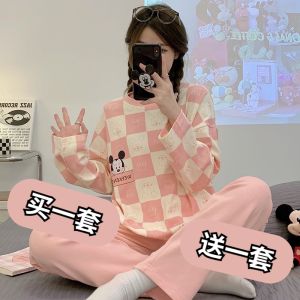 2023 New Pure Cotton Sleepwear Womens Spring Autumn Long Sleeve Cute Home Clothes Full Cotton Autumn Home Suit for Women