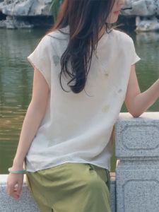 QINGNAER | Chinoiserie Pure White Mandarin Collar Plus Size Womens Summer Shirt