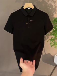 Áo Thun Nam Mùa Hè Thời Trang Ôm Vừa Vặn Cổ Polo Thêu Họa Tiết Thường Ngày Đa Năng Chất Liệu Polyester Cotton Polyester Co Giãn