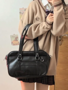 OOKAS Japanese Shoulder Bag For Woman JK Uniform Backpack Leather Tote Bag Waterproof Crossbody Bag