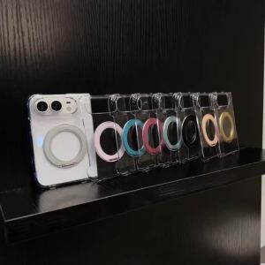 Luxury 360° Rotating Transparent PC Metal Bracket For Magsafe Phone Case For iPhone Duo Hard Armor Back Cover