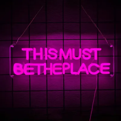 LED Sign for Bedroom Classroom Man Cave Home Bar Birthday Party Game Zone Decor，This is Our Happy Place Neon Sign for Wall Decor