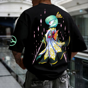 Bandai | 2026 Summer New Pokemon Cotton T Shirt Gardevoir Back Print Pink Crystal And Ribbon Effects Loose Fit Men Women Casual Fashion