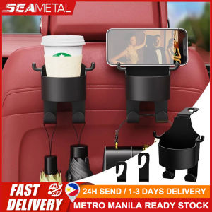 🇵🇭 SEAMETAL 3-in-1 Car Seat Water Cup Holder Storage Box Mobile Phone Mount Universal Rear Seat Drink Holder Car Interior Accessories