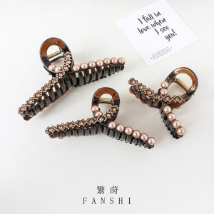 New Advanced Pearl Imitation Diamond Clip Womens Luxury Sparkling Shark Clip Hair Accessories Back of Head Bun Hairpins