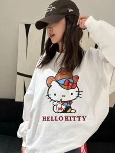 Pure Cotton Long Sleeve T-Shirt Womens Loose Base Shirt Cartoon Print Spring Autumn New Style European Fashion Anti-Aging Top