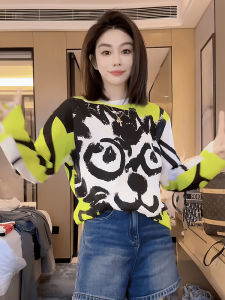 เสื้อยืดแขนยาวผ้าตาข่ายบางสไตล์ย้อนยุคสำหรับผู้หญิง ฤดูใบไม้ผลิและฤดูใบไม้ร่วง แฟชั่นลำลอง เสื้อชั้นในสุดเก๋ เสื้อตัวบน