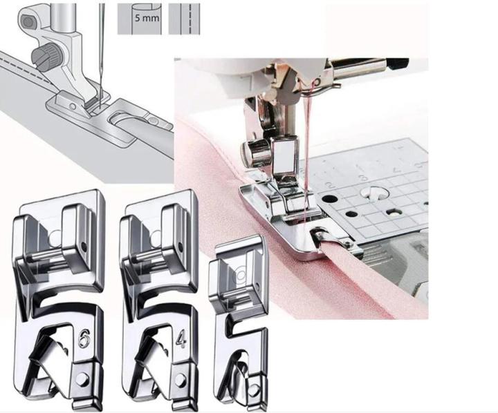 3 cái may cuốn mép bàn đạp máy may hemming Foot Kit cho Singer Brother