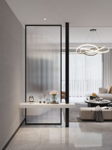 Modern Simple Stainless Steel Longhong Glass Living Room Screen Partition Entrance against Door Home Decor Art Glass Screen
