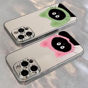 Mirror Cat Couple Phone Case for iPhone 16 13 pro Max 11 12 Xiaomi Huawei Mate 60 Pura 70 Oppo Reno Honor 50 OnePlus Redmi K80 Nova 9