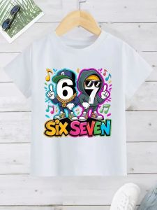 Summer Fashion Boys Cotton T-Shirt  Brush SIX SEVEN 67 Digital Puzzle Print Kids Casual Top Childrens Short Sleeved Tee Shirt