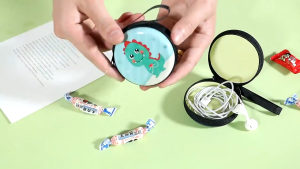 Cute Cartoon Round Storage Box For Giveaway Mini Case Charger Usb Cable/Earphone/Coin Storage Box