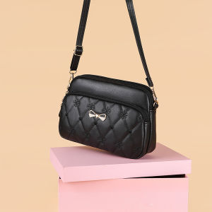 Fashionable Diamond Pattern Large Capacity Multi-Layer Crossbody Bag for Women Single Shoulder Bag Suitable for All Ages