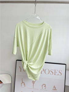 Breathable Lightweight Loose Fit Yoga Fitness Top with Tie Summer plus Size Women Can Wear Body Calling Simple Style Sportswear