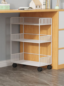 Mobile Desk Side Bookshelf under Table Storage Rack Office Furniture Wheel-equipped Standalone Bookcase Living Room Organizer