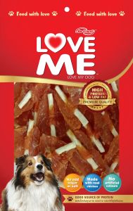 LOVEME ขนมสุนัข ครันชี่นิ่มสั้นเสียบสันในนิ่ม ยี่ห้อ LoveME(แบบซอง) ขนาด 270g.
