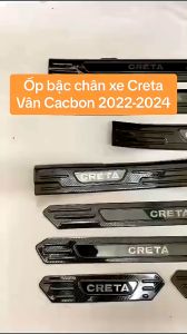 Ốp bậc cửa nẹp bước chân trong ngoài xe Hyundai Creta 2022 2023 2024 Vân CARBON cao cấp