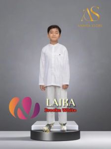 BAJU ANAK  NIBRAS LAIKA BROKEN WHITE KOKO ANAK / BAJU STELAN NGAJI ANAK LENGAN PANJANG DAILY OUTFIT CASUAL & CUTE