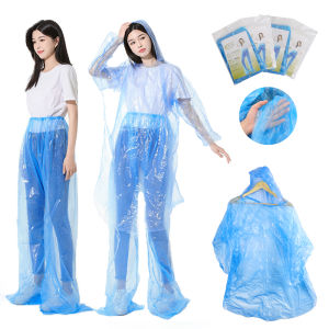 Disposable Raincoat Rain Pants Thick Waterproof Pack Foot Rain Pants Rainsuit Tourism Clear Raincoat Portable Outdoor Travel Long Rainwear