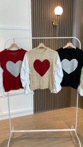 BL20817 Big Heart 2in1 Knit Blouse