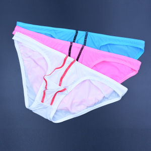 Mens Low Waist Ice Silk Transparent Triangular Soft Quick Dry Shorts Breathable Youth Fashion Underwear Sensual Home Clothes