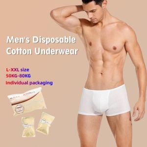 1PCS/5PCS Pure Cotton Big Size Disposable Underwear Men White Disposable Travel Sweat Steam Sports Portable Underwear