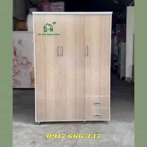 TỦ QUẦN ÁO NHỰA ĐÀI LOAN 3 CÁNH 2 HỘC KÉO VÂN GỖ GIÁ RẺ TẠI XƯỞNG