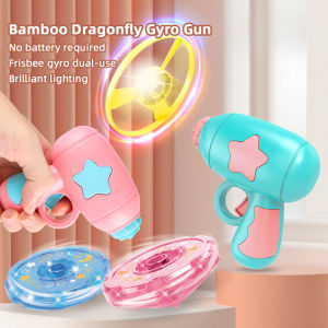 Wonderful Toys Childrens Luminous Flying Saucer Toy Bamboo Dragonfly Spinning Top Gun Flash Frisbee Propeller Toys Outdoor Parent-child Interaction for Kids