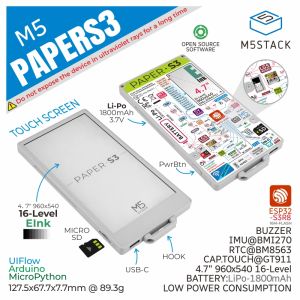 M5Stack Official M5Papers3 ESP32S3 Development Kit(960X540 4.7" elnk display 235 ppi)