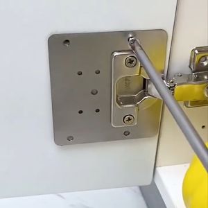 Stainless Steel Hinge Fixing Plate Cabinet Door Repair Installation Plate Furniture Cupboard Mount Tool For Cabinet with Screws
