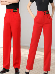 Modern Dance High Waist Straight Leg Summer Pants Mens Square Dance Performance Pocket Long Trousers Fitness Yoga Sports