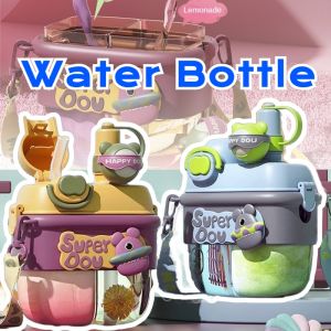 500ml Children Large Capacity Water Cup Portable Outdoor Dual Drinking Bottle Cute Kid Straw Mug