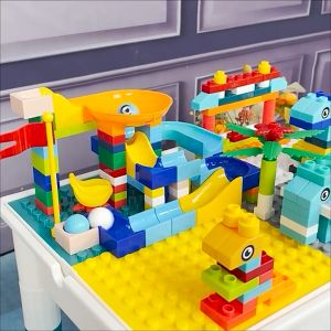 Lager Size Kids Multi Function Table Building Blocks Toy Blocks Meja Belajar Meja Makan Study Writing Sand Play Kinetic Drawing Desk 儿童玩具 积木桌套装