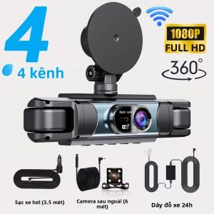 360 Mới ° Camera Hành Trình Ô Tô 4 Kênh HD 1080P Tích Hợp WiFi Tầm Nhìn Ban Đêm Giám Sát Đỗ Xe 24/24 Ghi Hình Vòng Lặp Hộp Đen Cho Xe Cộ