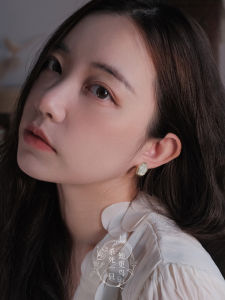 Spring Summer  Green Simple High-End Geometric Wave Pattern Ear Cuff Mosquito Coil Tray Ear Studs Fashion Jewelry