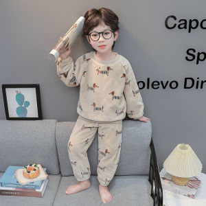 Bộ Đồ Ngủ Lông Cừu Coral Kids Mùa Đông Ấm Áp Thoải Mái Cho Bé Trai Và Bé Gái Bộ Đồ Ngủ Cotton Pha Polyester Dài Tay Quần Dài