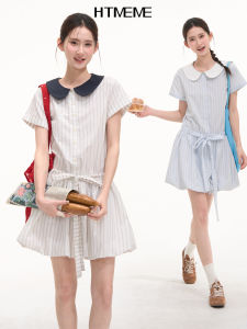 HTMEME | Sweet Campus Style Peter Pan Collar Stripe Dress
