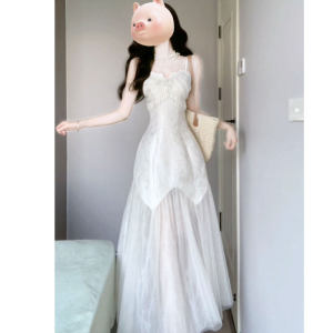 CHANGTONG | French Style Unique Design Slimming Dress  Strap Dress