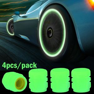 New 4/8pcs Luminous Green Valve Cap Car Motorcycles Tire Nozzles Cover Decoration Dustproof Cover Car Tyre Accessories