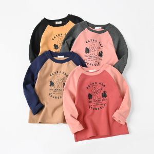 Childrens Pure Cotton Long Sleeve T-Shirt Cartoon round Neck Base Shirt Autumn Style Clothing for Boys And Girls Online Store
