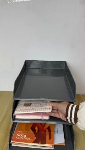 Termurah BOS Rak 3 Susun/Laci Dokumen/Rak Kertas Meja/Rak Organiser/Penyimpanan - Hitam Murah