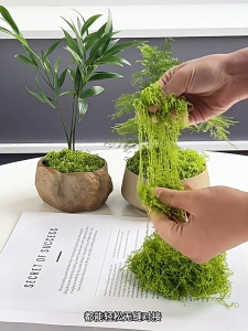 Flexible Simulated Filamentous Yarn Faux Moss Lightweight Artificial Green Moss Terrarium Making Bonsai Decoration DIY Decoration